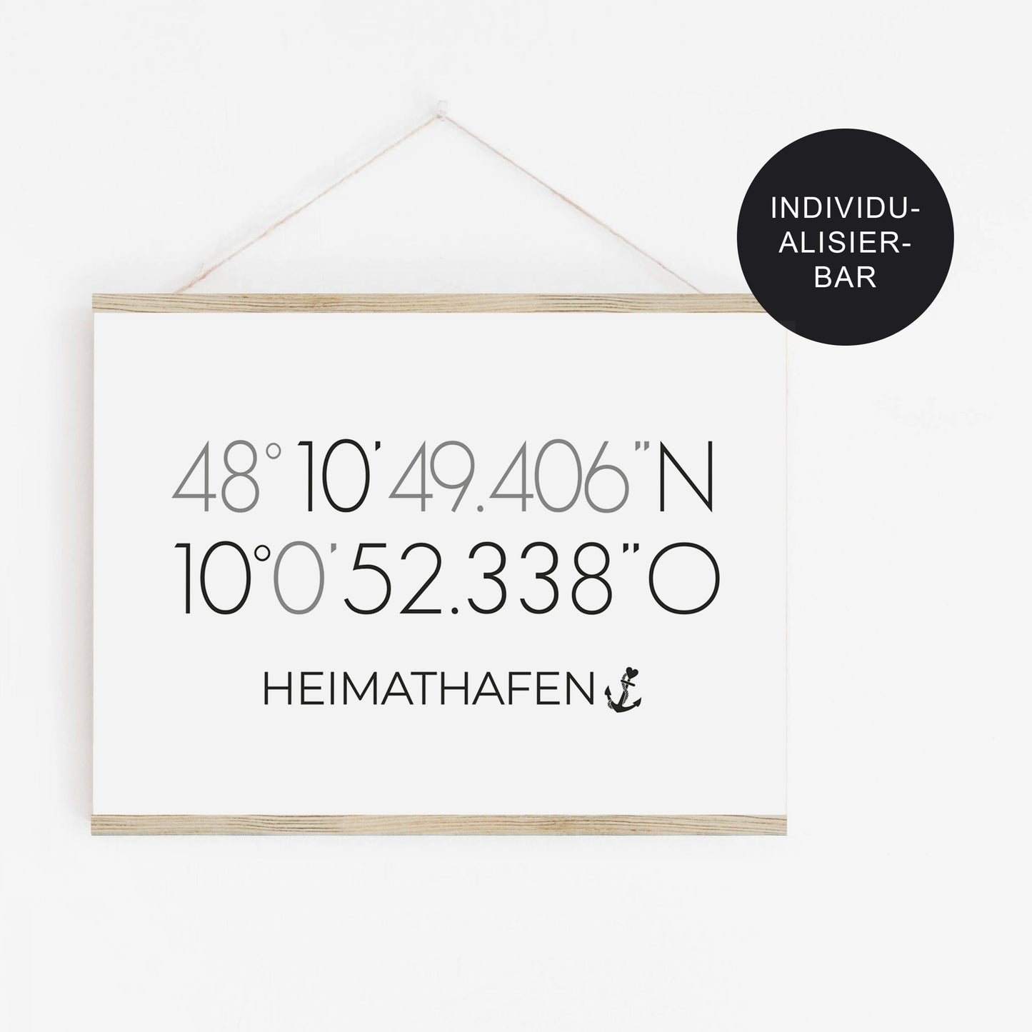 Poster Heimathafen Koordinaten personalisiertes als Geschenk zum Einzug