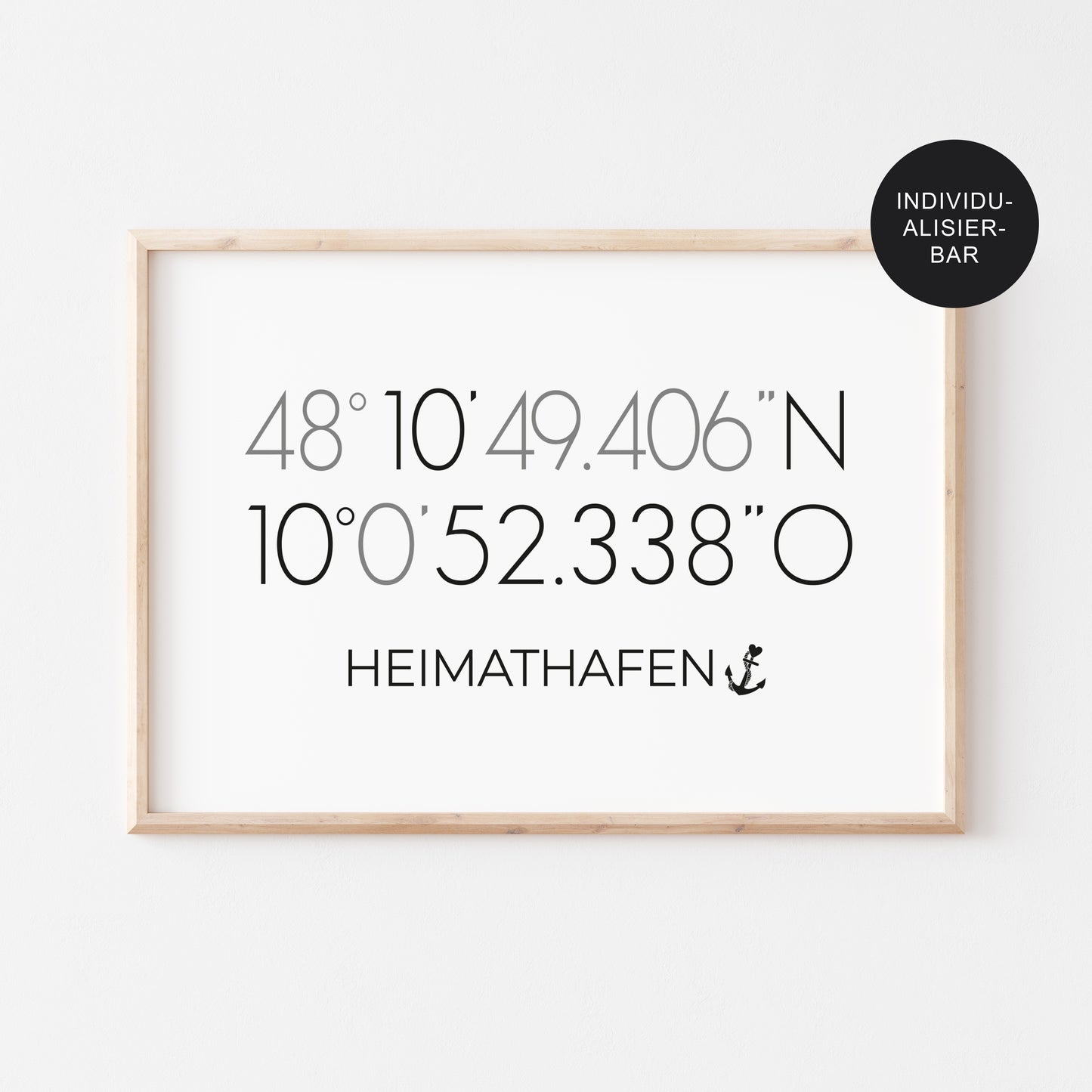 Poster Heimathafen mit Koordinaten personalisiert