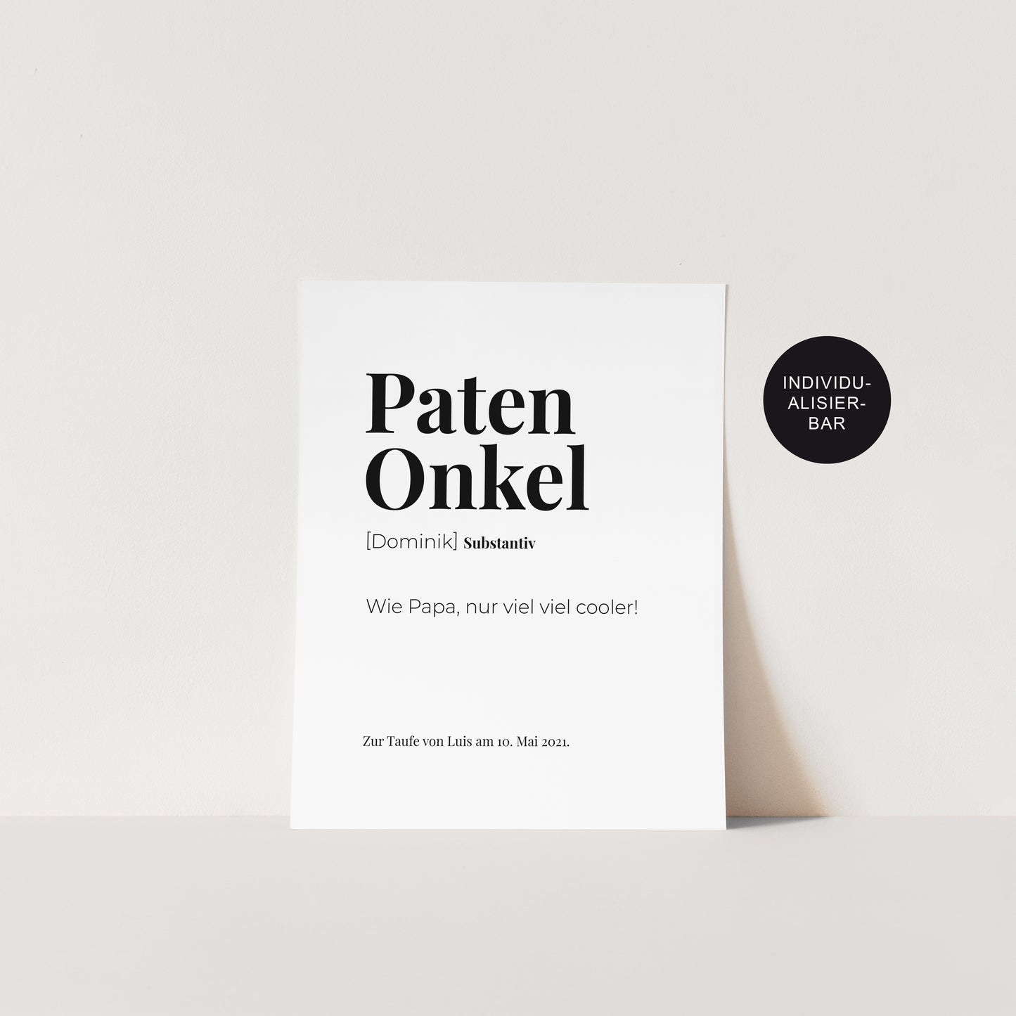 Patenbrief Patenonkel personalisiert als Taufgeschenk – Poster