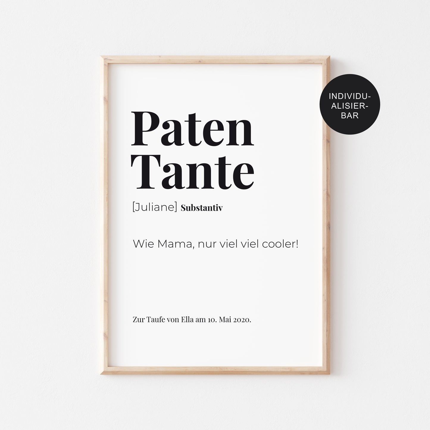 Patenbrief Patentanten personalisiert als Taufgeschenk – Poster