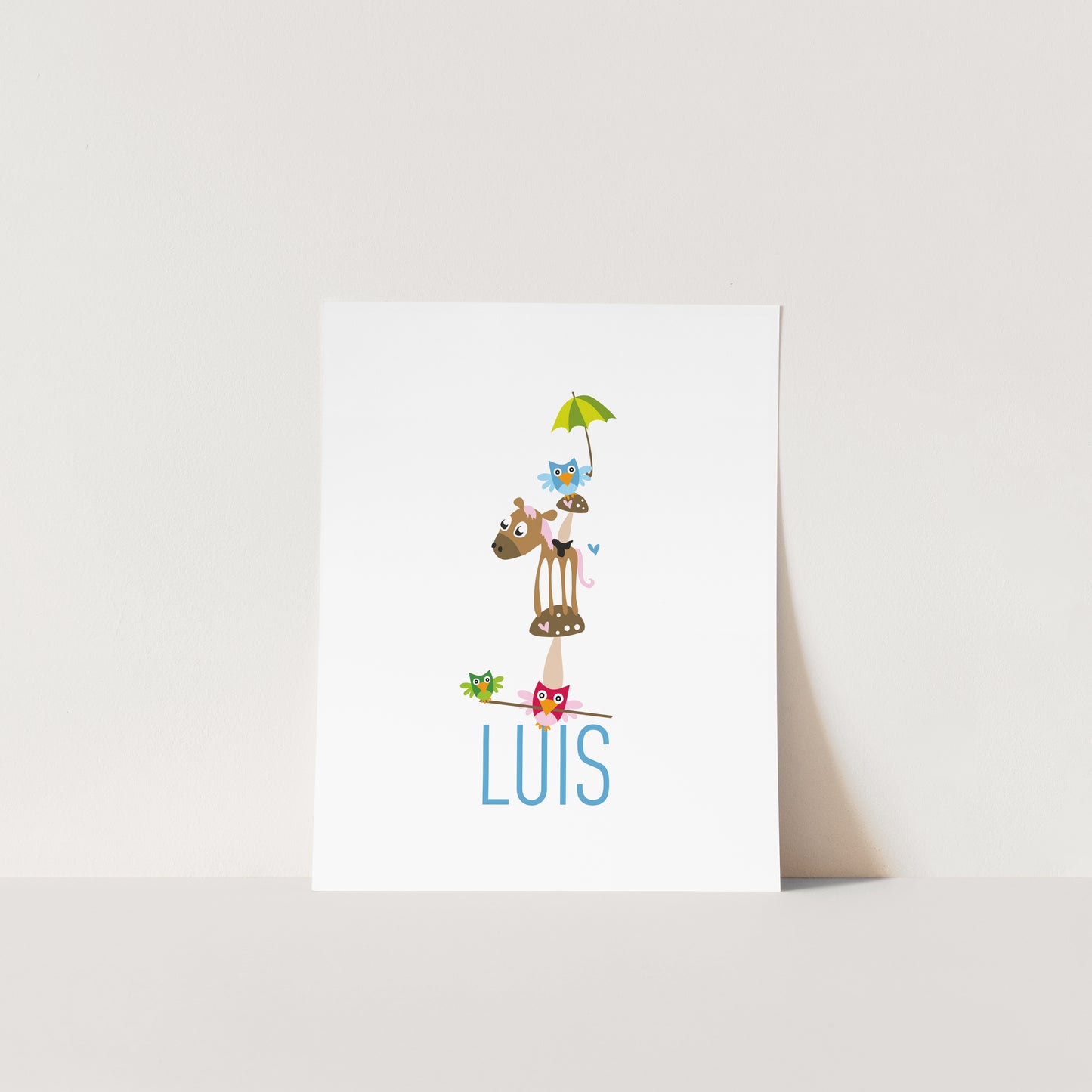 Geschenk Geburt Poster Tierpyramide personalisiert – Kinderzimmer Junge