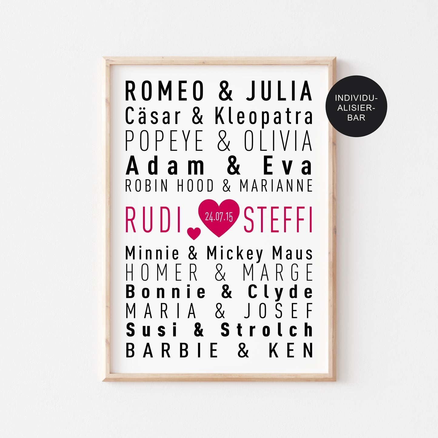 Hochzeitsgeschenk personalisiertes Poster Traumpaare – Liebespaare