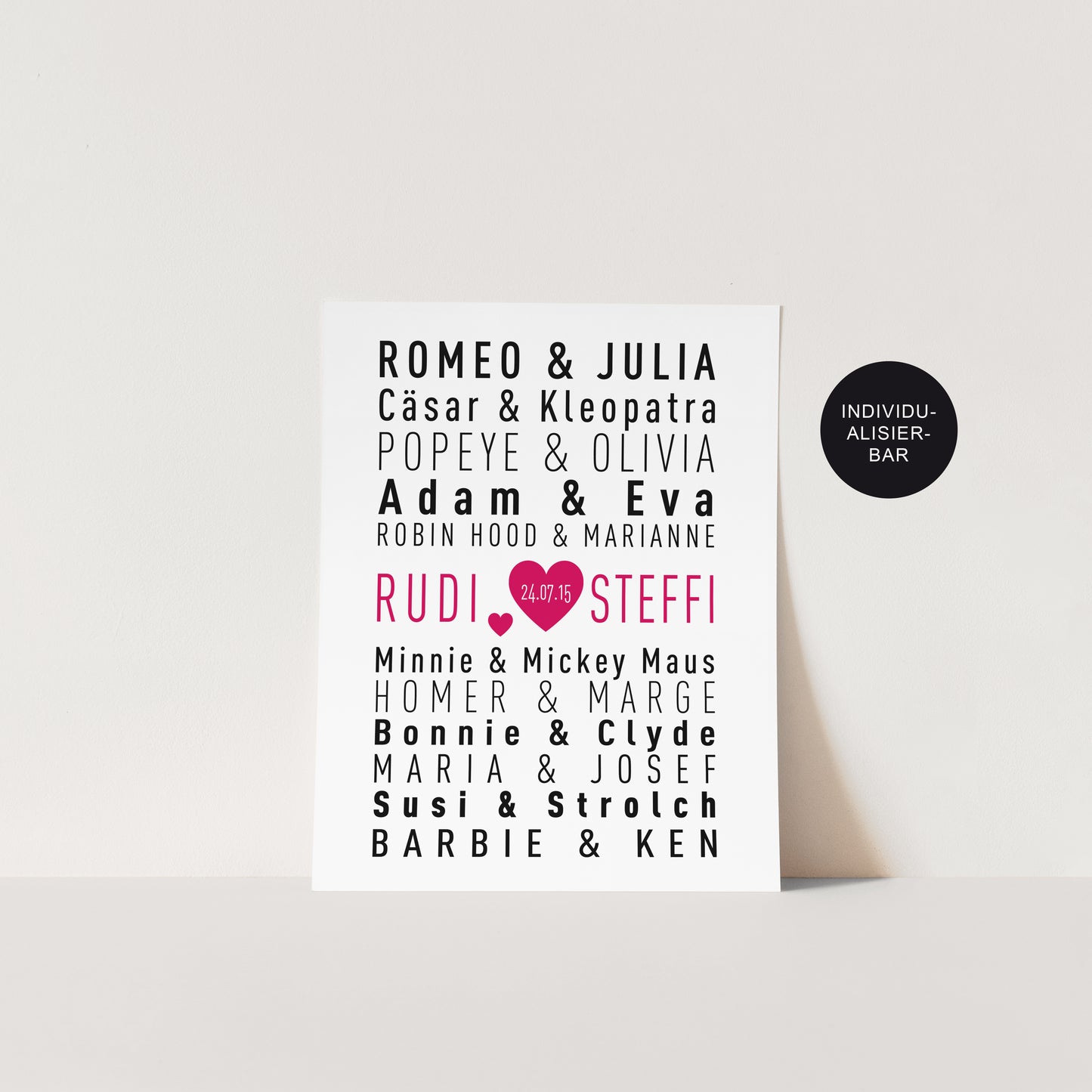 Hochzeitsgeschenk personalisiertes Poster Traumpaare – Liebespaare