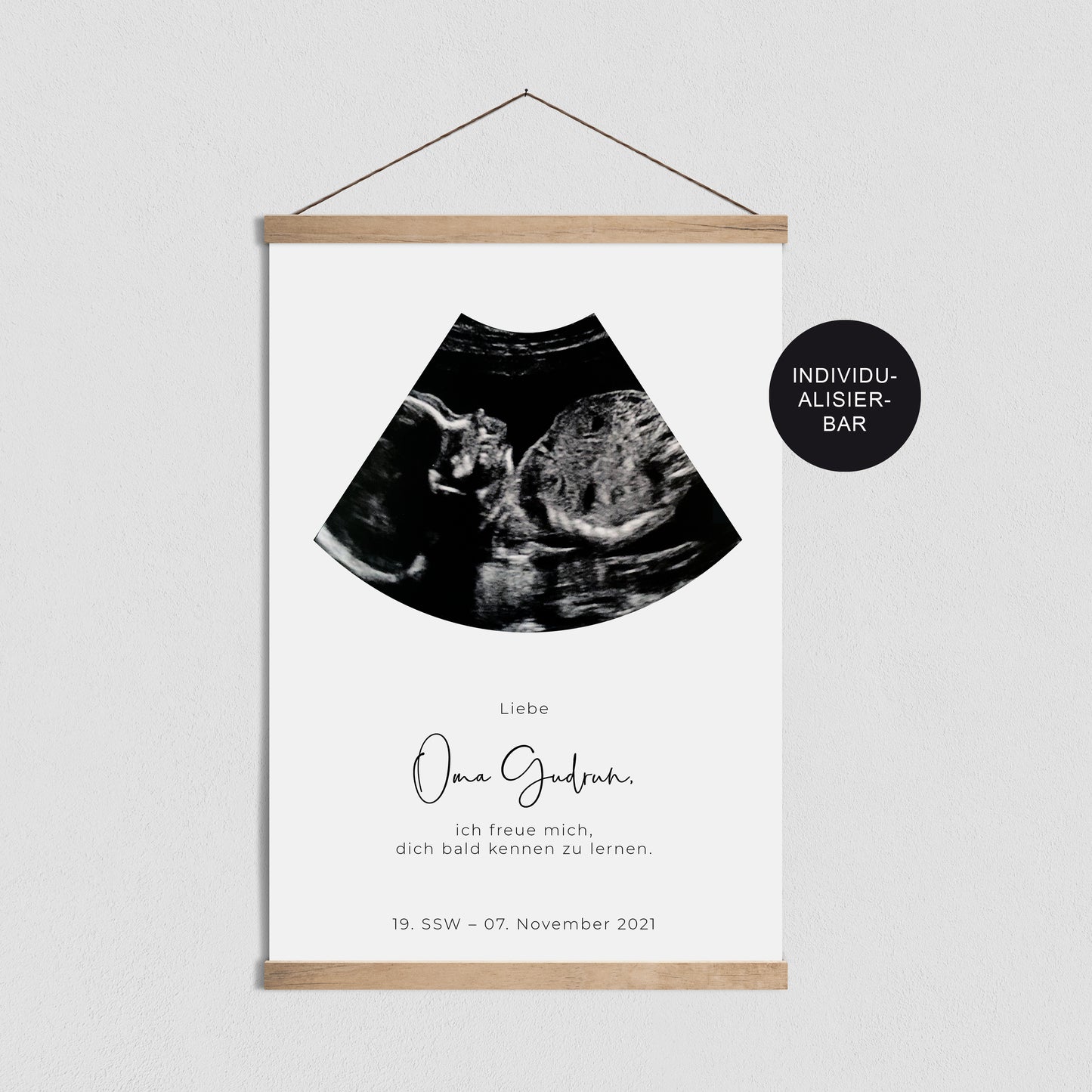 Schwangerschaft verkünden Oma – Poster personalisiert – Ultraschallbild