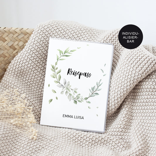 Reisepass Hülle Eukalyptuskranz personalisiert – Umschlag – Geschenk
