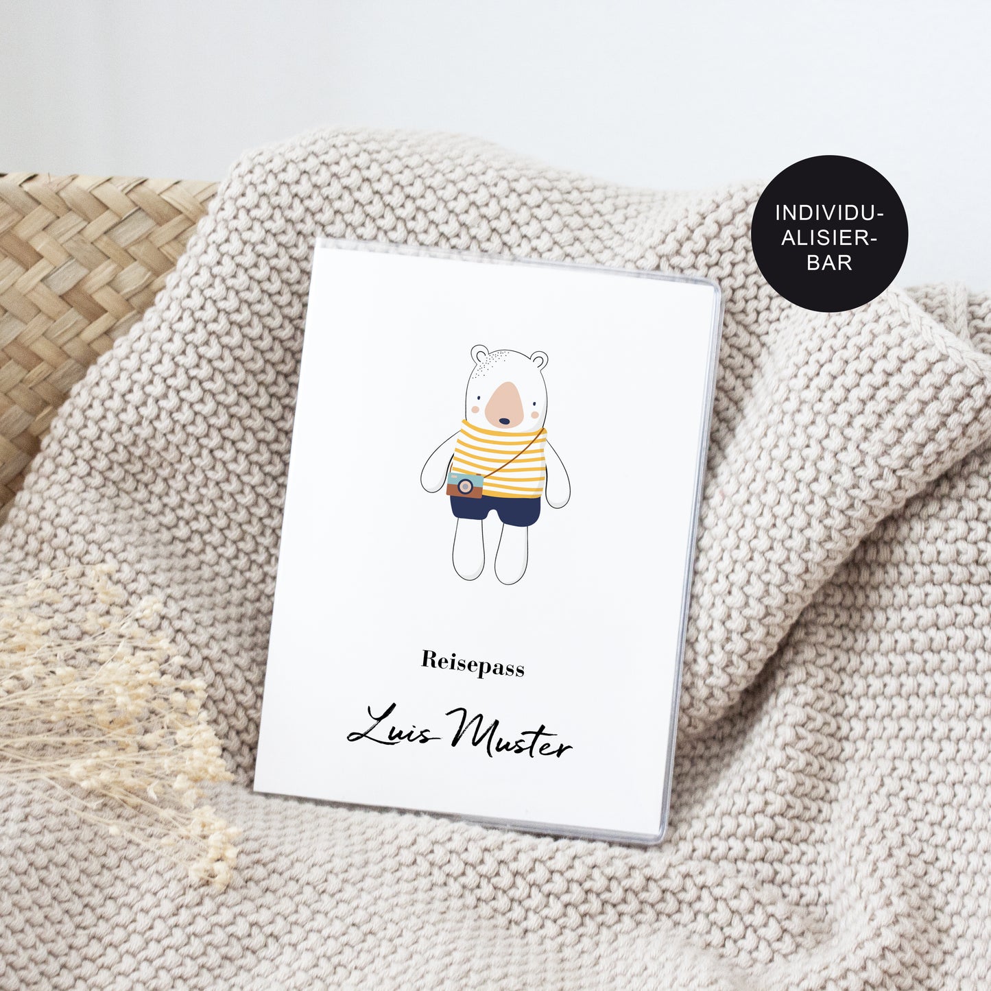 Reisepass Hülle kleiner Bär personalisiert – Umschlag – Geschenk