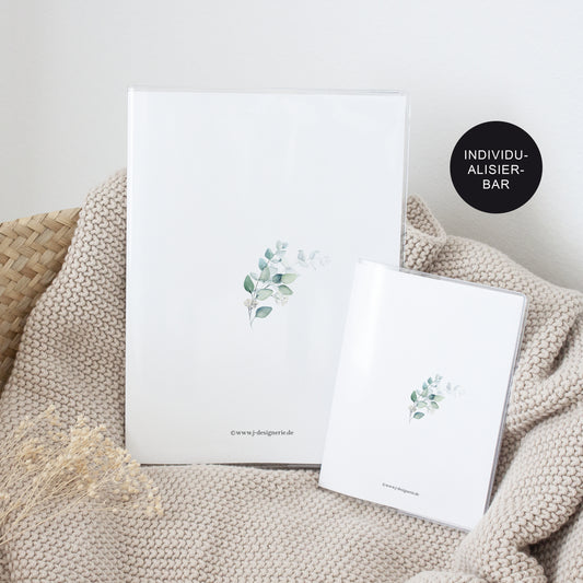 U-Heft Hülle und Impfpass Eukalyptus mit Namen personalisiert – Geschenk Geburt