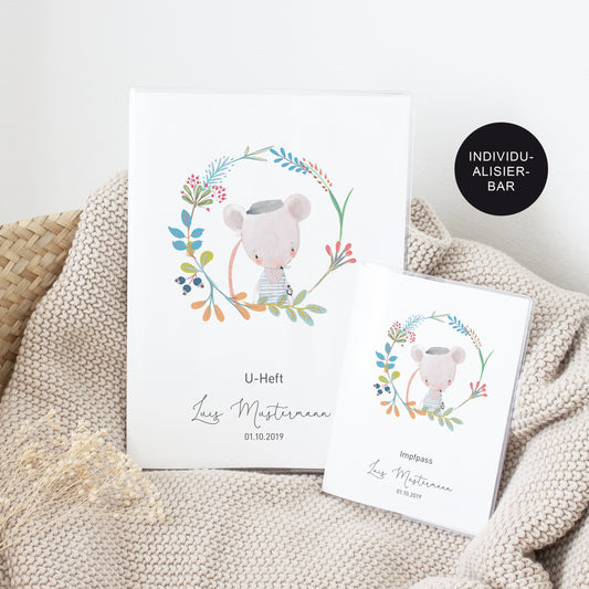 Hülle U-Heft & Impfpass personalisiert Maus – Geschenk Geburt