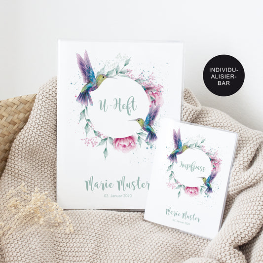 U-Heft Hülle mit Impfpassfach "Kolibri" personalisiert – Geschenk Geburt