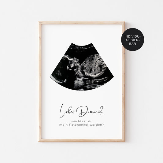 Willst du meine Patentante Patenonkel sein – Poster Ultraschallbild