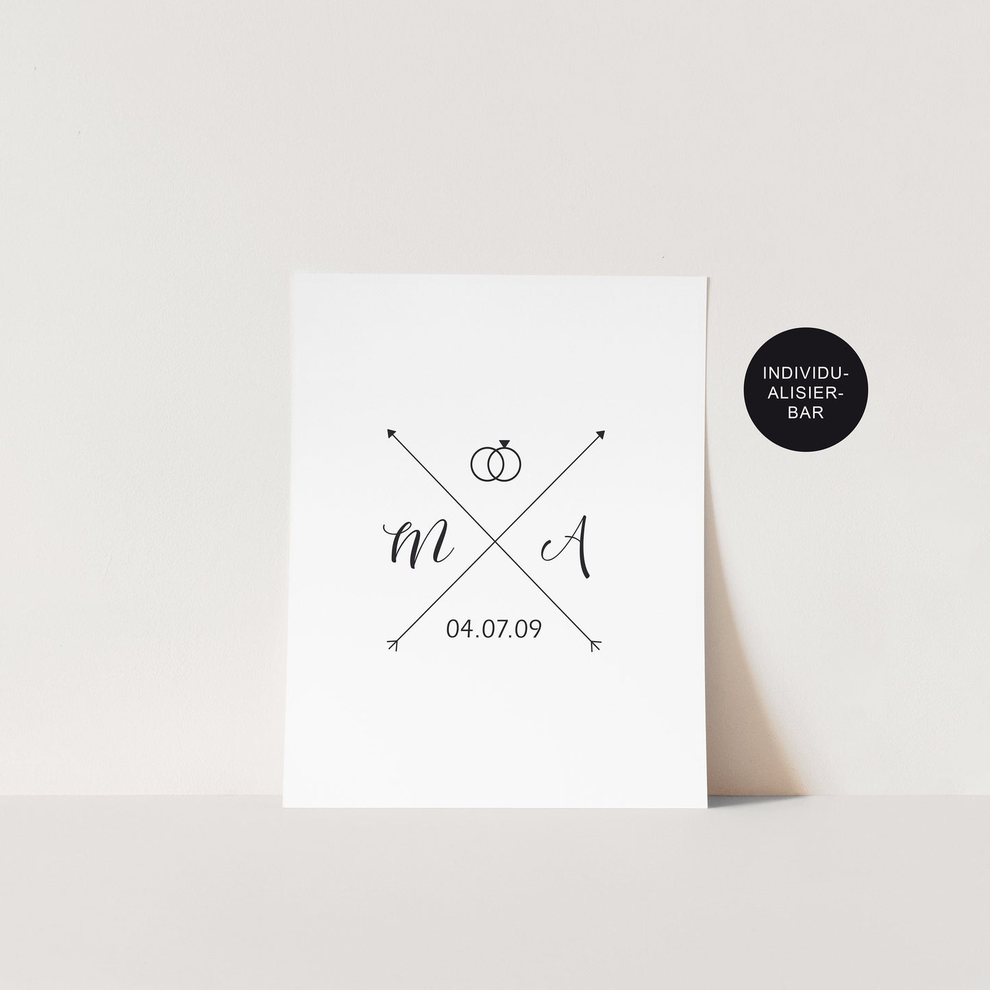 Poster personalisiert Geschenk Hochzeit mit Initialen – Brautpaar