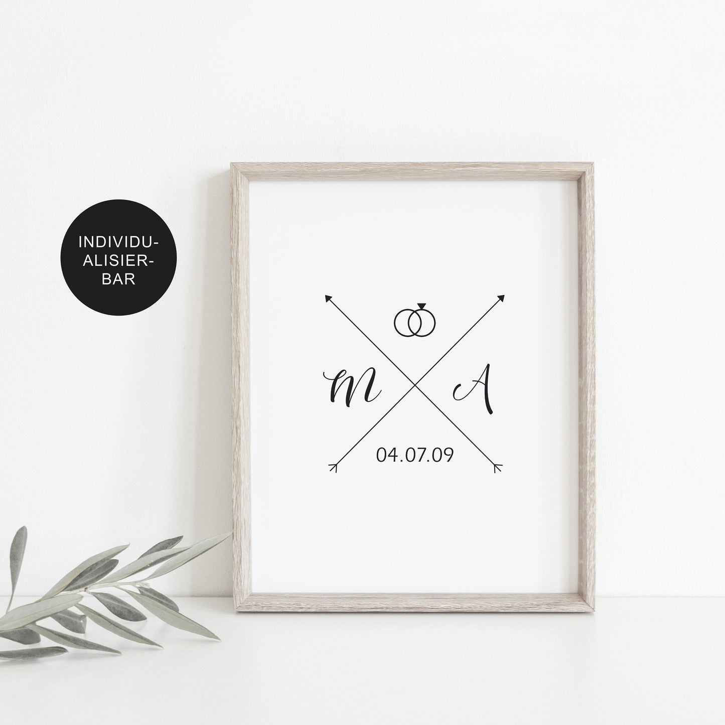 Poster personalisiert Geschenk Hochzeit mit Initialen – Brautpaar