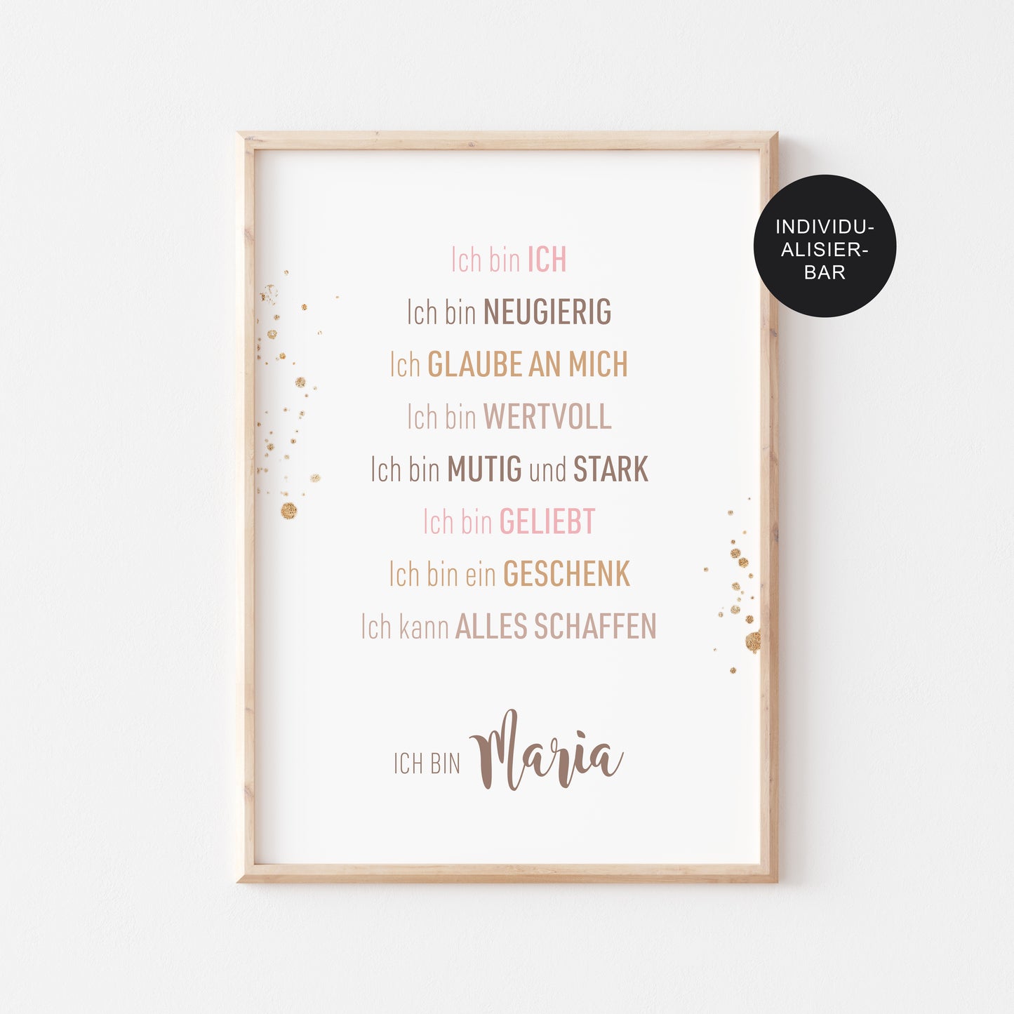 Affirmationsposter Mädchen "Regenbogen" – Positive Glaubenssätze und Ermutigung – Geschenk Schulanfang