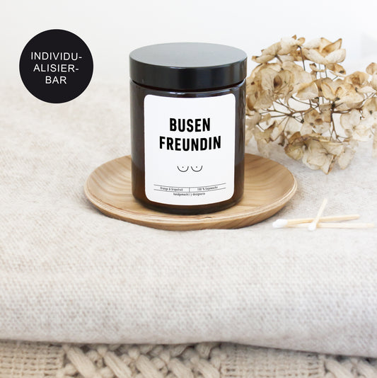Lustige Kerze im Glas "Busenfreundin" personalisierte für die beste Freundin als Geschenk mit Spruch
