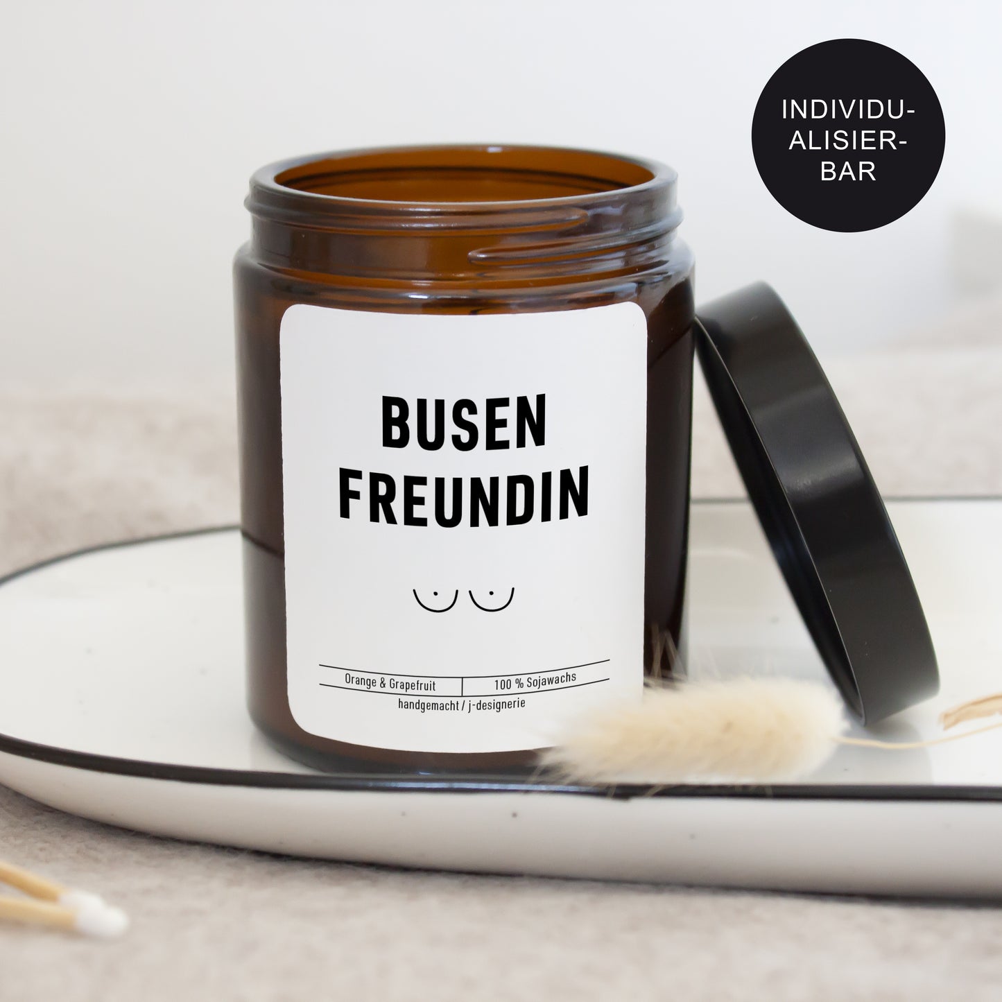Lustige Kerze im Glas "Busenfreundin" personalisierte für die beste Freundin als Geschenk mit Spruch
