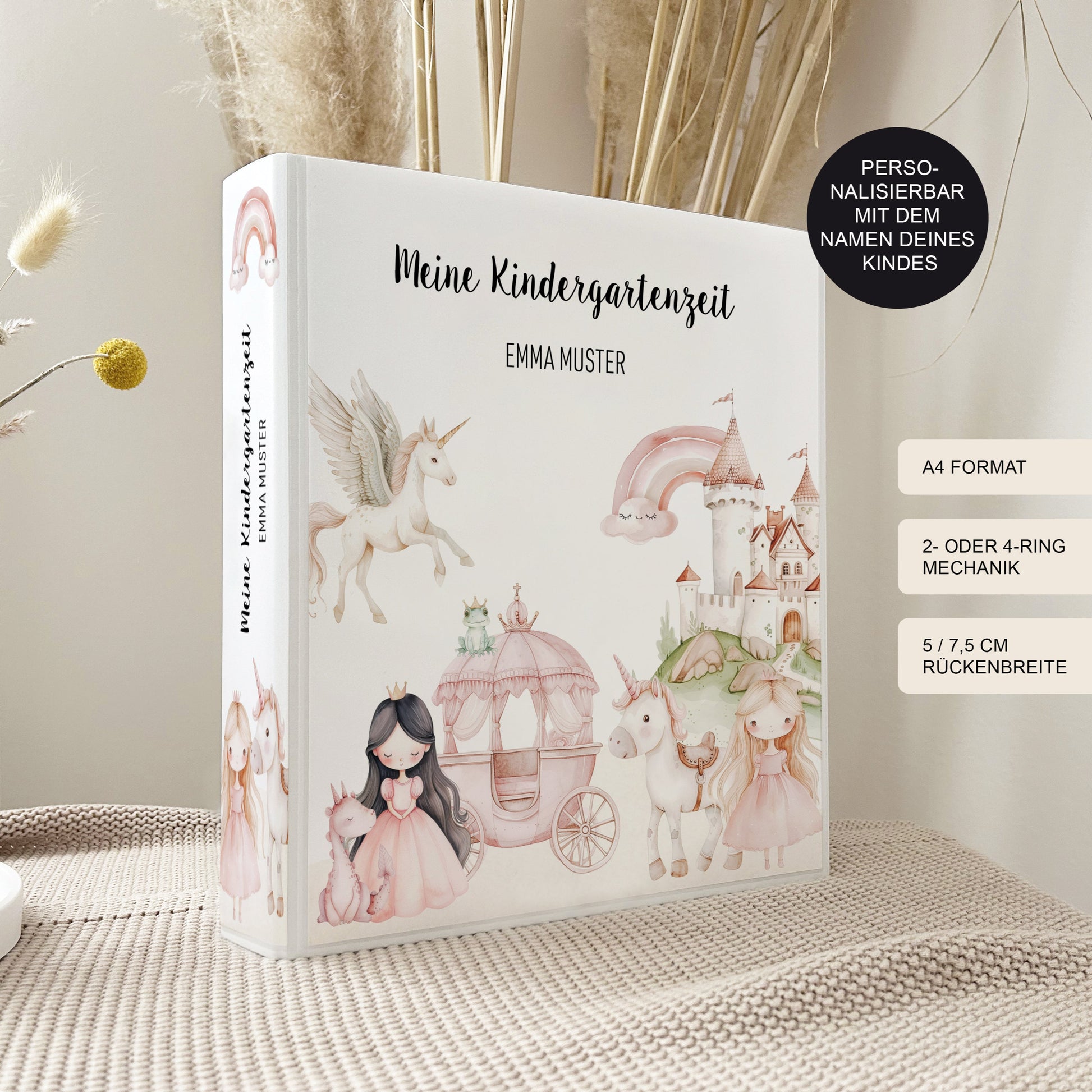 Kindergarten Ordner "Prinzessin" personalisiert mit Namen als Geschenk / Sammelmappe Krippe Schule oder Kita