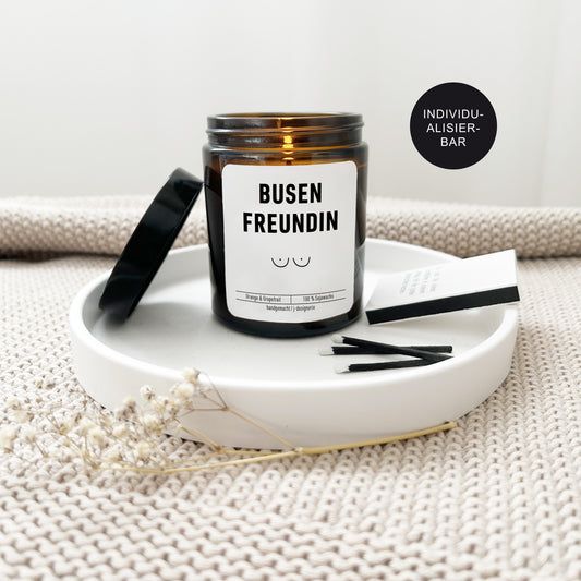 Lustige Kerze im Glas "Busenfreundin" personalisierte für die beste Freundin als Geschenk mit Spruch