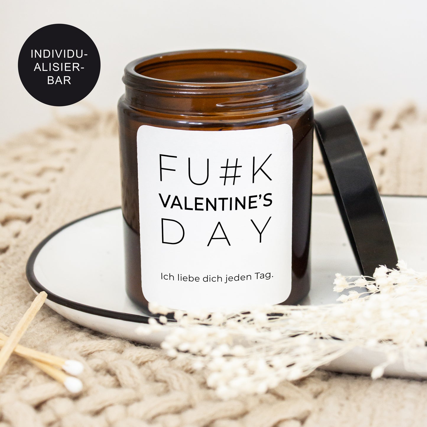 Valentinstag Geschenk personalisierte Kerze mit Spruch "Fuck..." // Herzensmensch