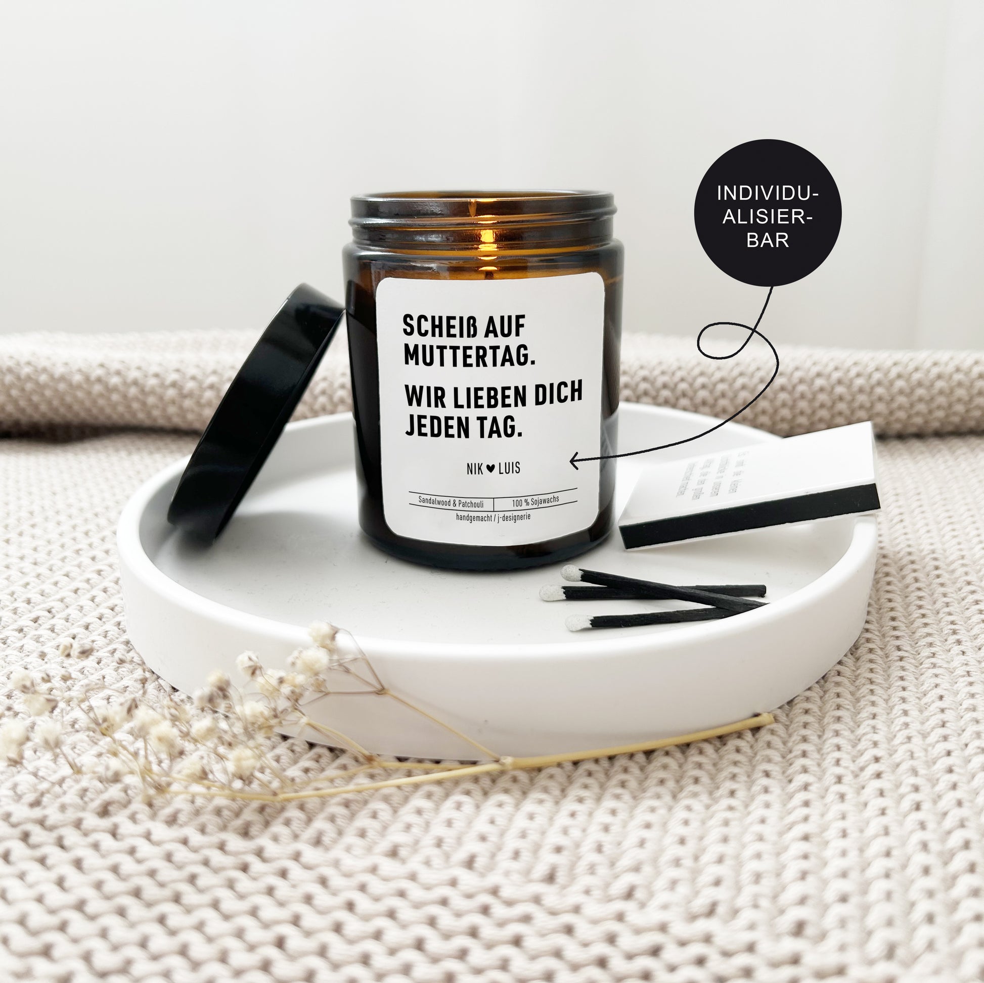 Muttertagsgeschenk Kerze mit Spruch "Scheiß auf Muttertag" // Danke sagen