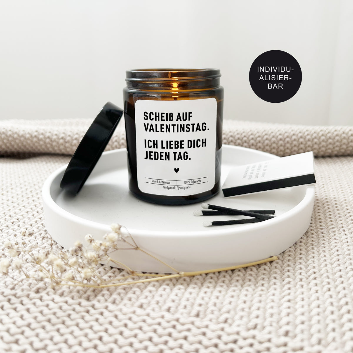 Valentinstag Geschenk personalisierte Kerze