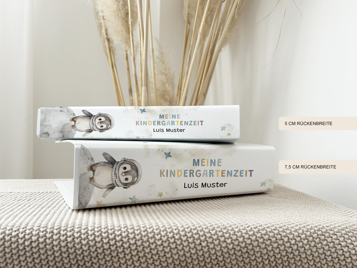 Krippen- & Kindergartenordner mit Namen | Weltraum-Pinguin | Portfolio