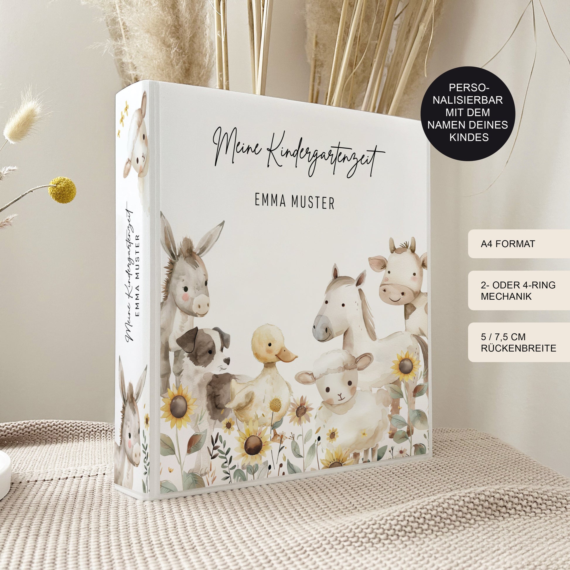Kindergarten Ordner "Bauernhof" personalisiert mit Namen als Geschenk / Sammelmappe Krippe Schule oder Kita