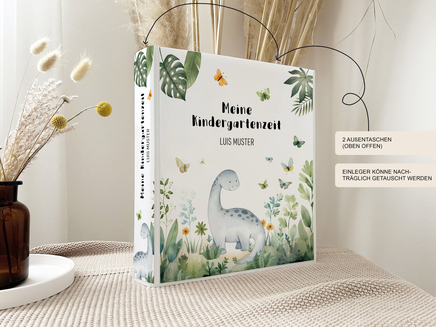 Kindergarten Ordner "Dino" personalisiert / Sammelmappe Krippe Schule oder Kita