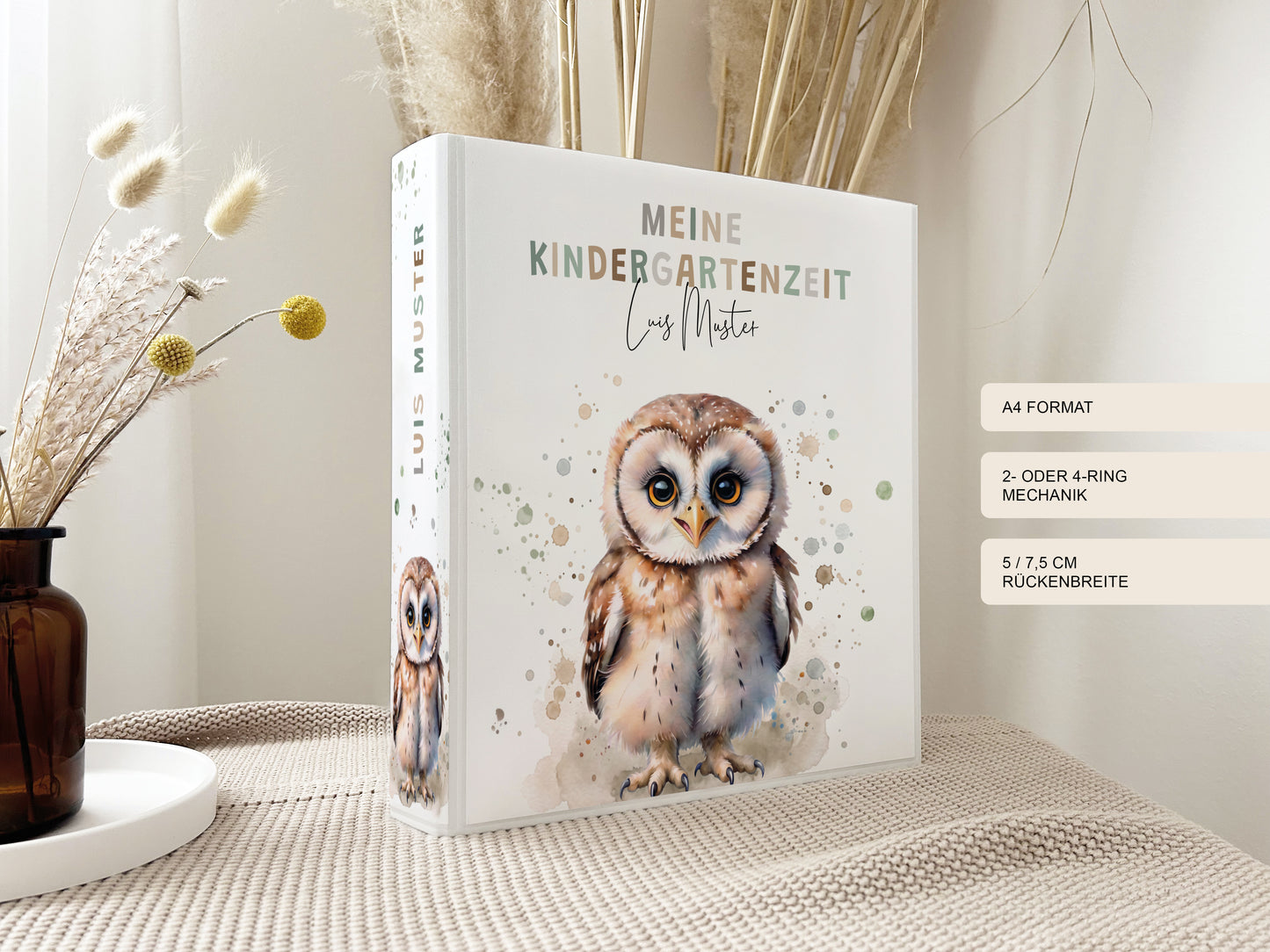 Geschenk zum Kindergartenstart | Kindergartenordner Eule