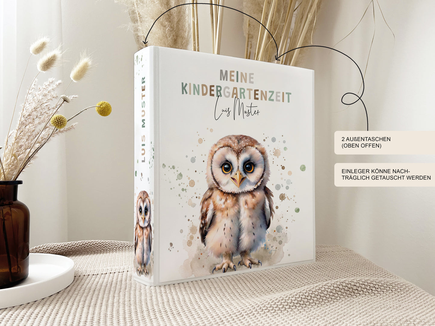 Geschenk zum Kindergartenstart | Kindergartenordner Eule