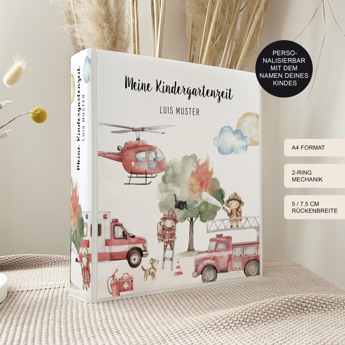 Kindergarten Ordner "Feuerwehr" personalisiert / Sammelmappe Krippe Schule oder Kita