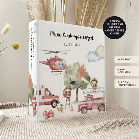 Kindergarten Ordner "Feuerwehr" personalisiert / Sammelmappe Krippe Schule oder Kita