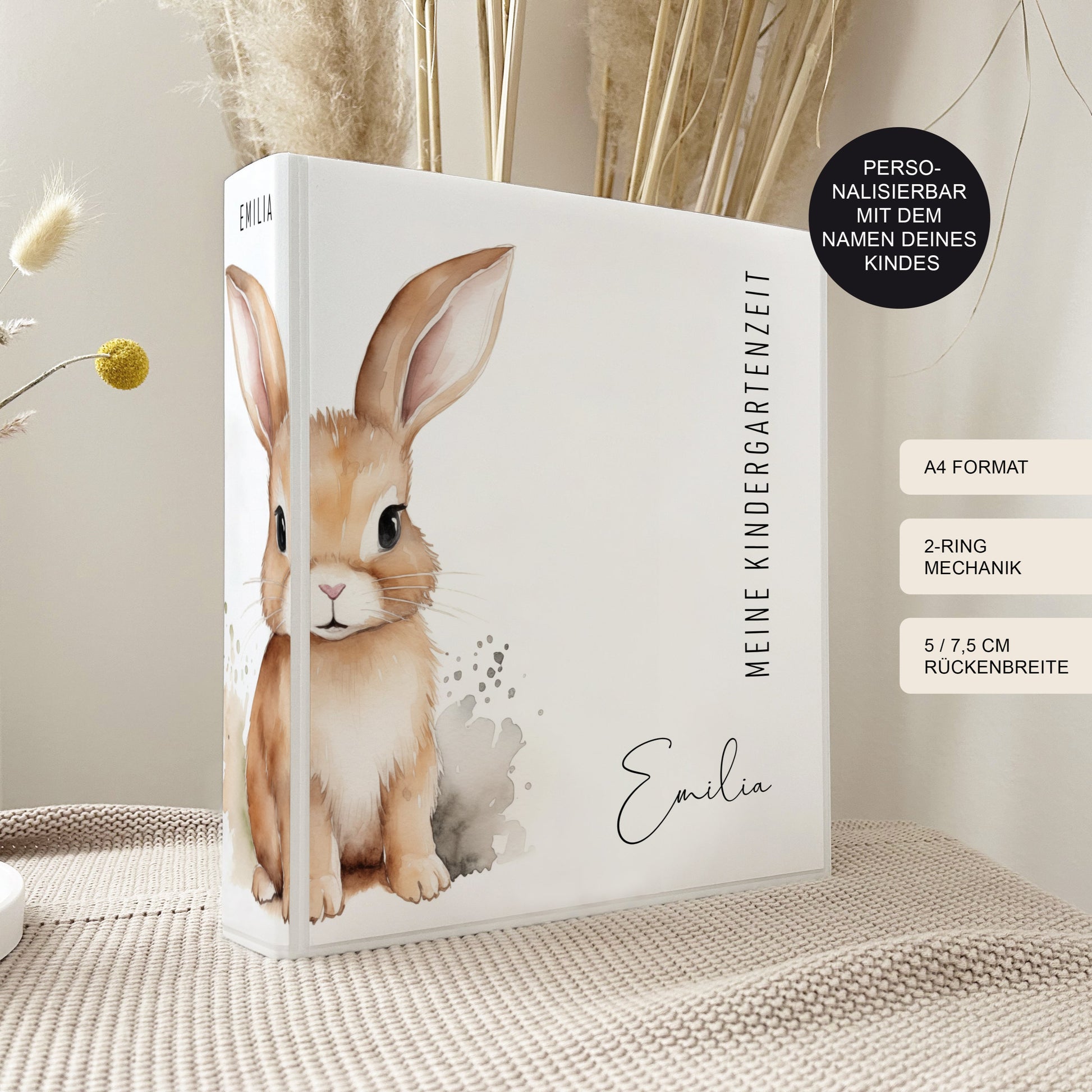 Kindergarten Ordner "Hase" personalisiert / Ringordner Sammelmappe Krippe Kita