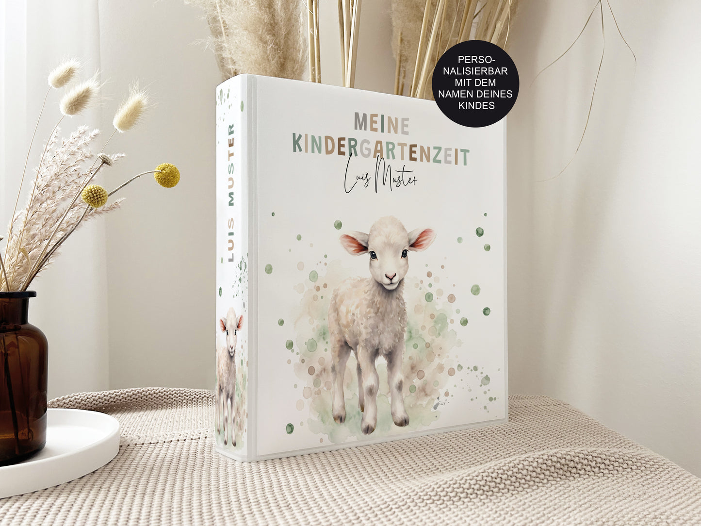 Kindergartenordner Lamm personalisiert | Sammelmappe Kindergarten
