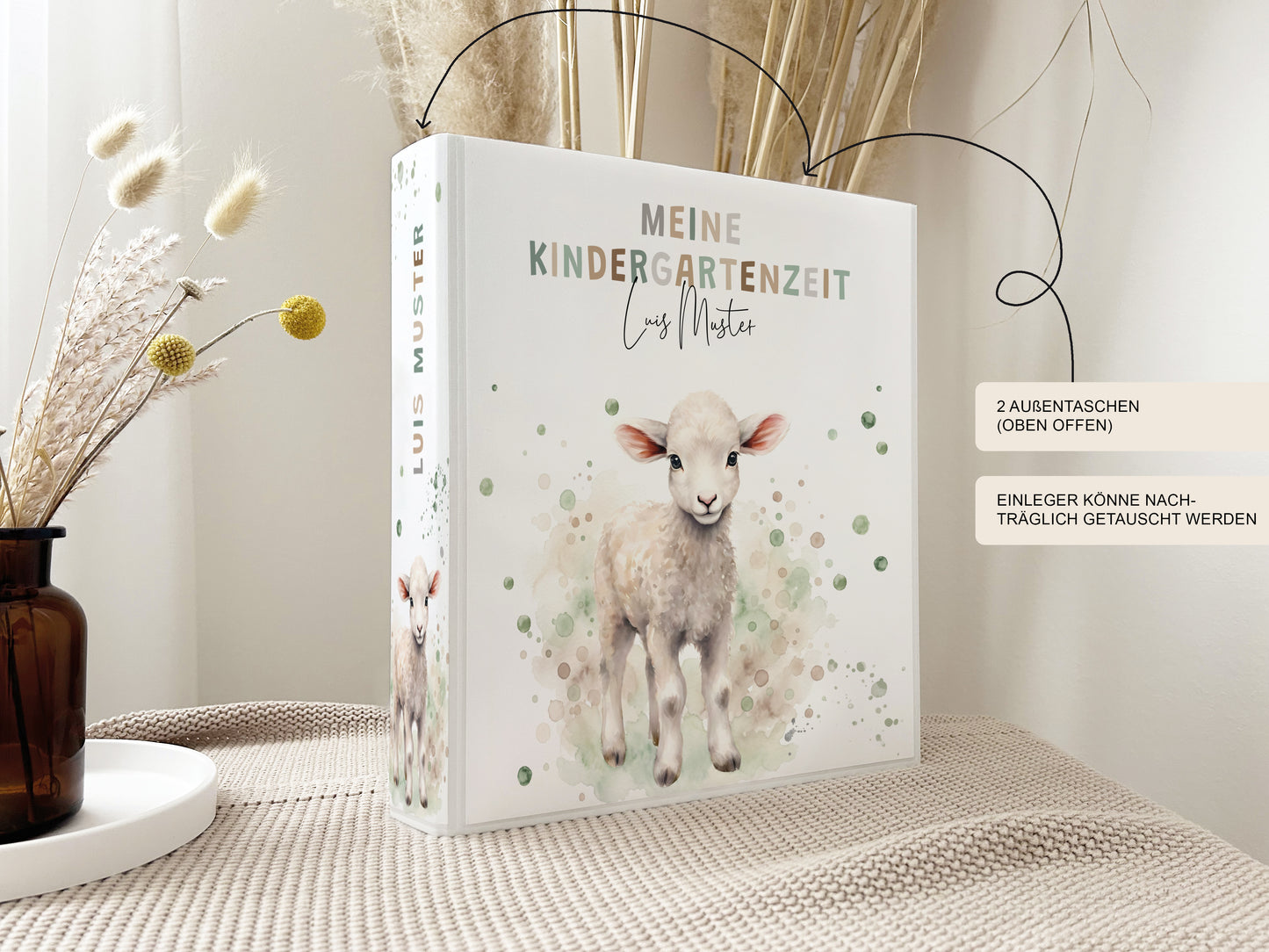 Kindergartenordner Lamm personalisiert | Sammelmappe Kindergarten