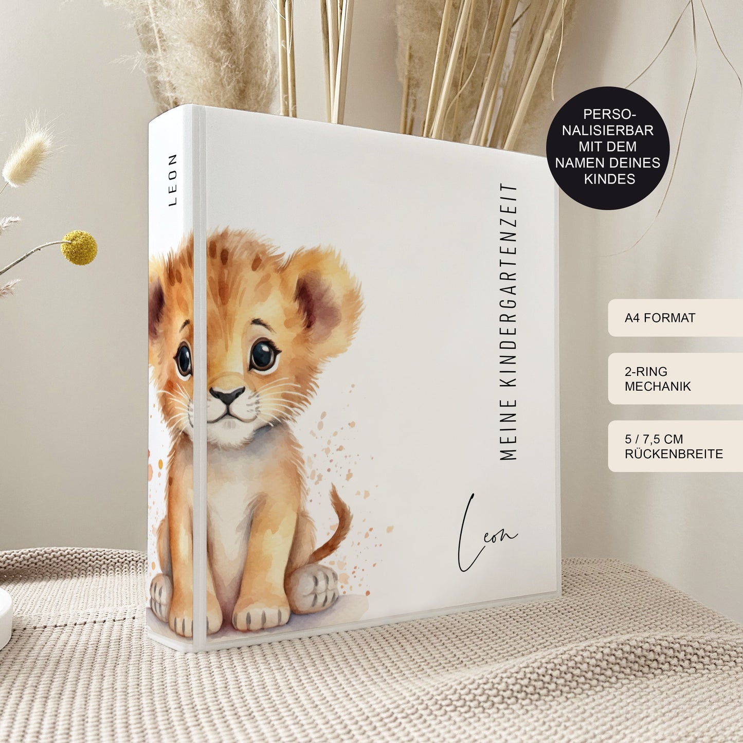 Kindergarten Ordner "Löwe" personalisiert / Sammelmappe Krippe Schule oder Kita