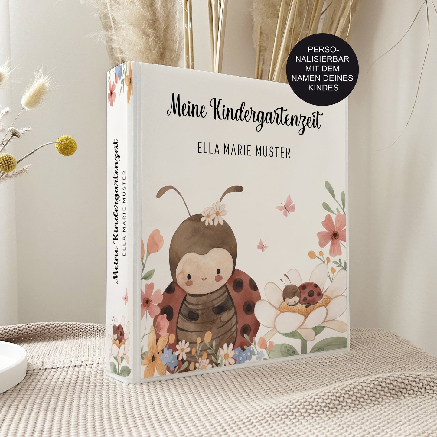 Kindergarten Ordner Marienkäfer für Kita, Krippe oder Schule personalisiert