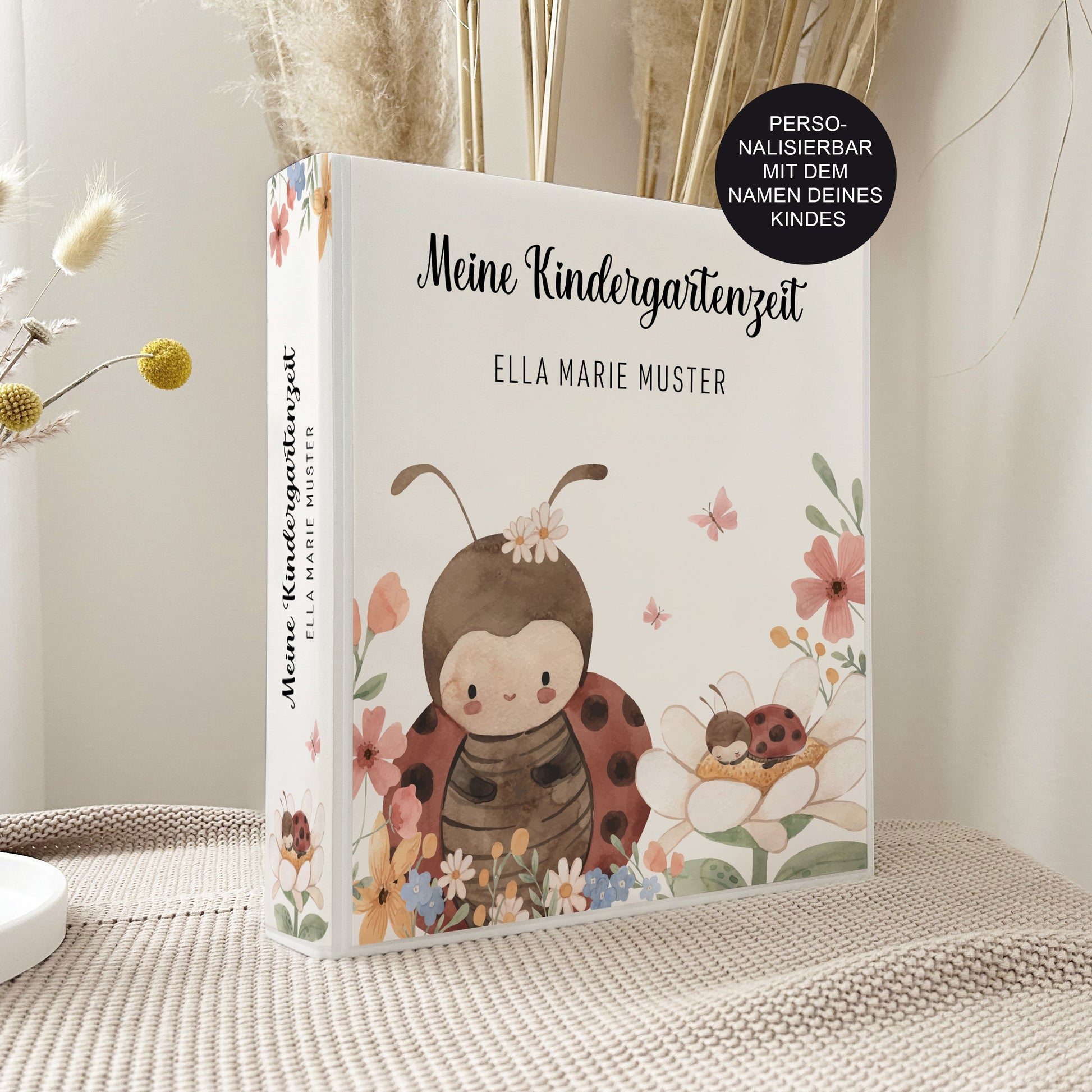 Kindergarten Ordner Marienkäfer für Kita, Krippe oder Schule personalisiert