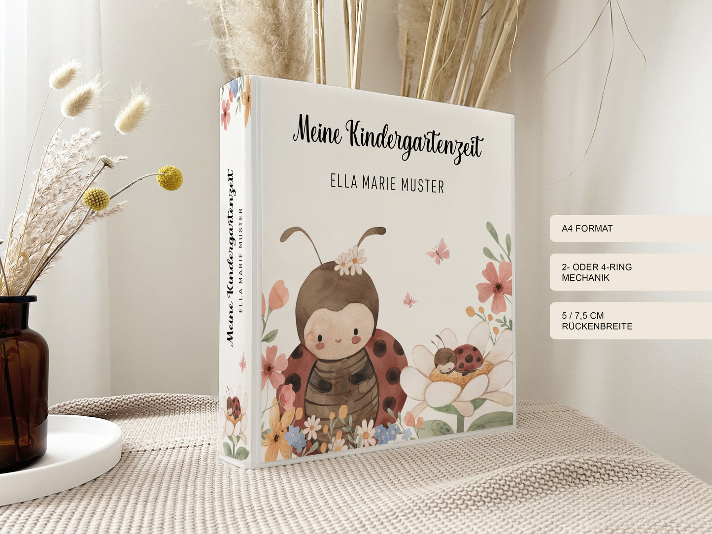Krippen- & Kindergartenordner mit Namen | Marienkäfer | Portfolio