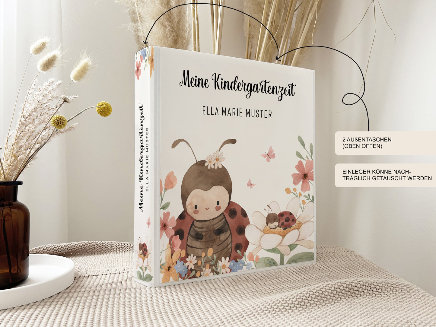 Krippen- & Kindergartenordner mit Namen | Marienkäfer | Portfolio