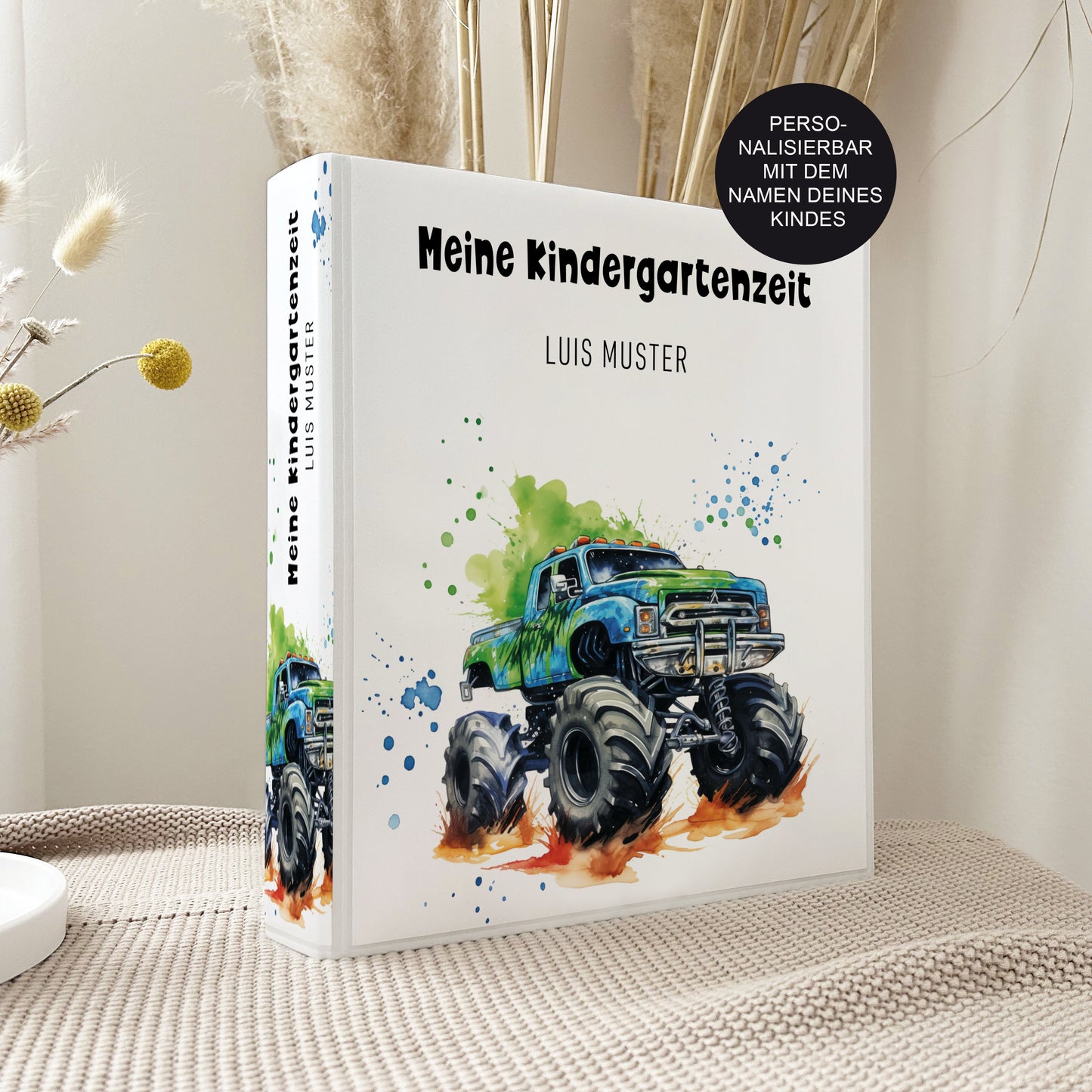 Geschenk zum Kindergartenstart | Kindergartenordner Monstertruck Jungs