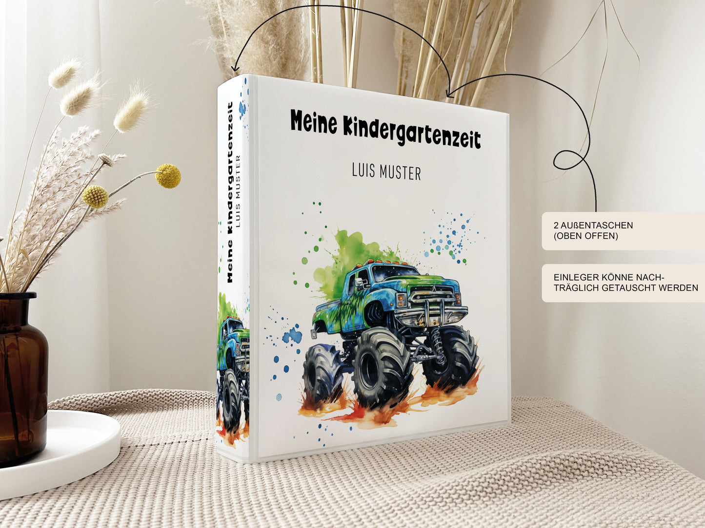 Geschenk zum Kindergartenstart | Kindergartenordner Monstertruck Jungs