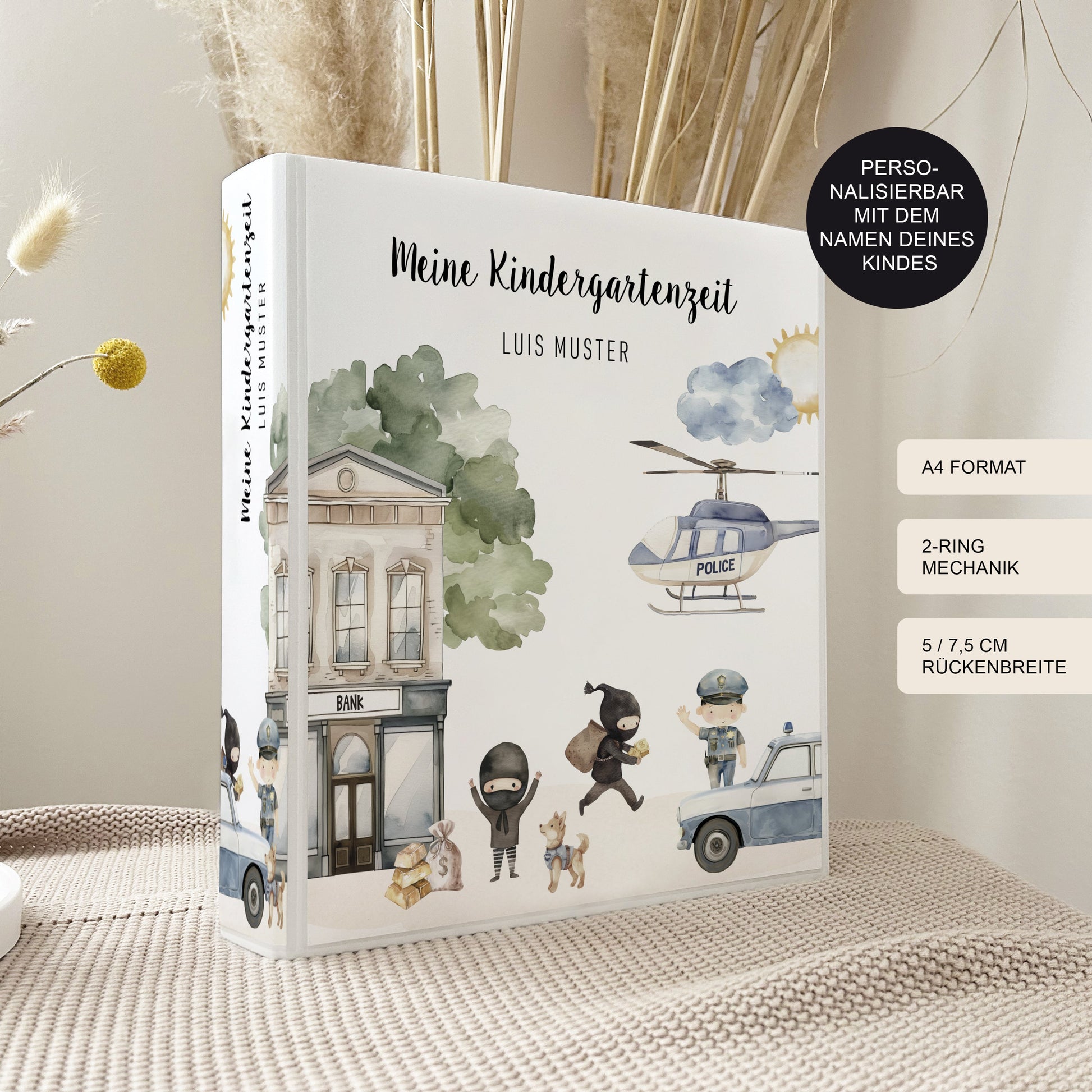 Kindergarten Ordner "Polizei" personalisiert / Sammelmappe Krippe Schule oder Kita