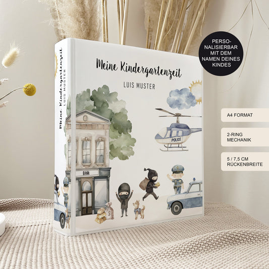 Kindergarten Ordner "Polizei" personalisiert / Sammelmappe Krippe Schule oder Kita