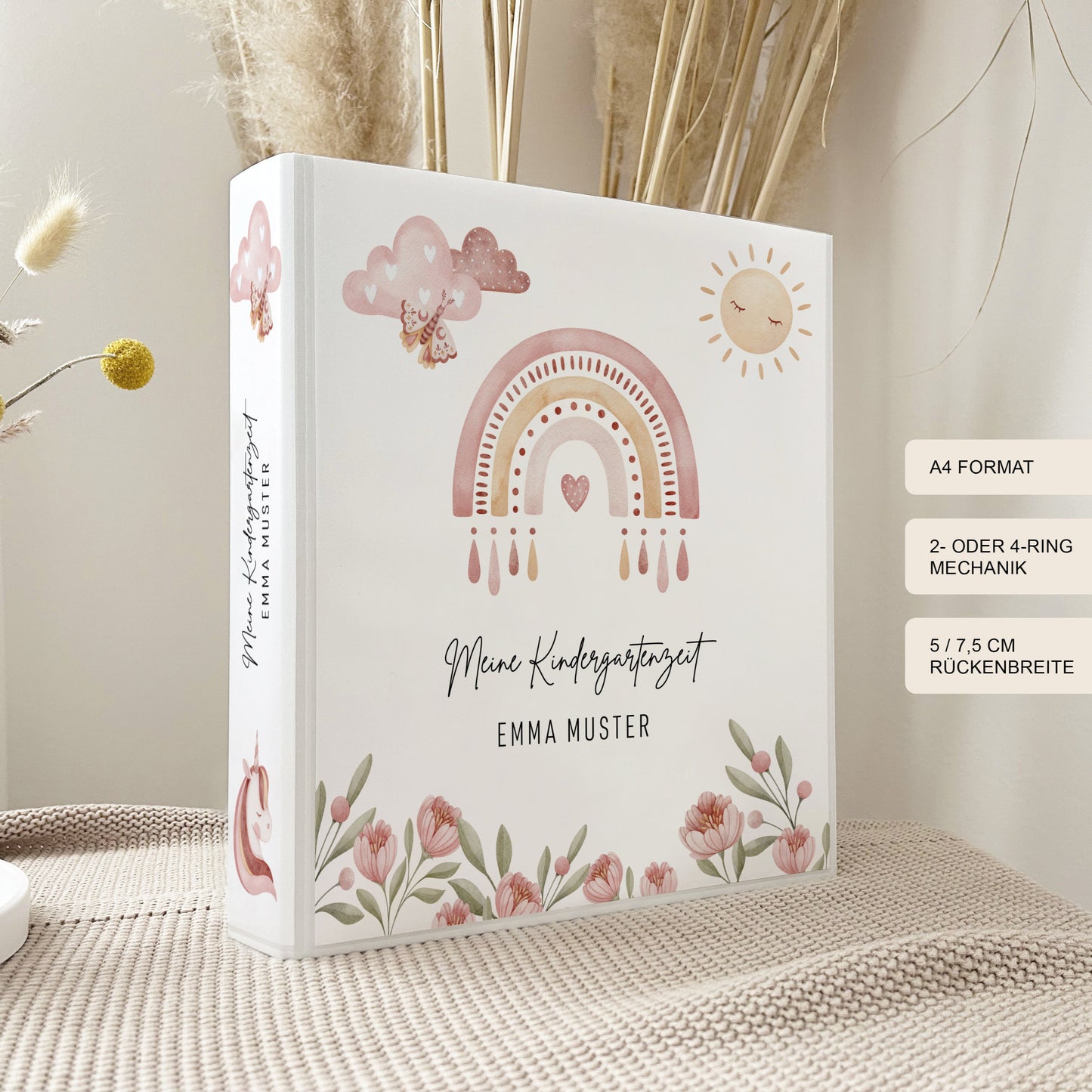 Kindergartenordner "Regenbogen" personalisiert / Mappe Krippe Schule oder Kita