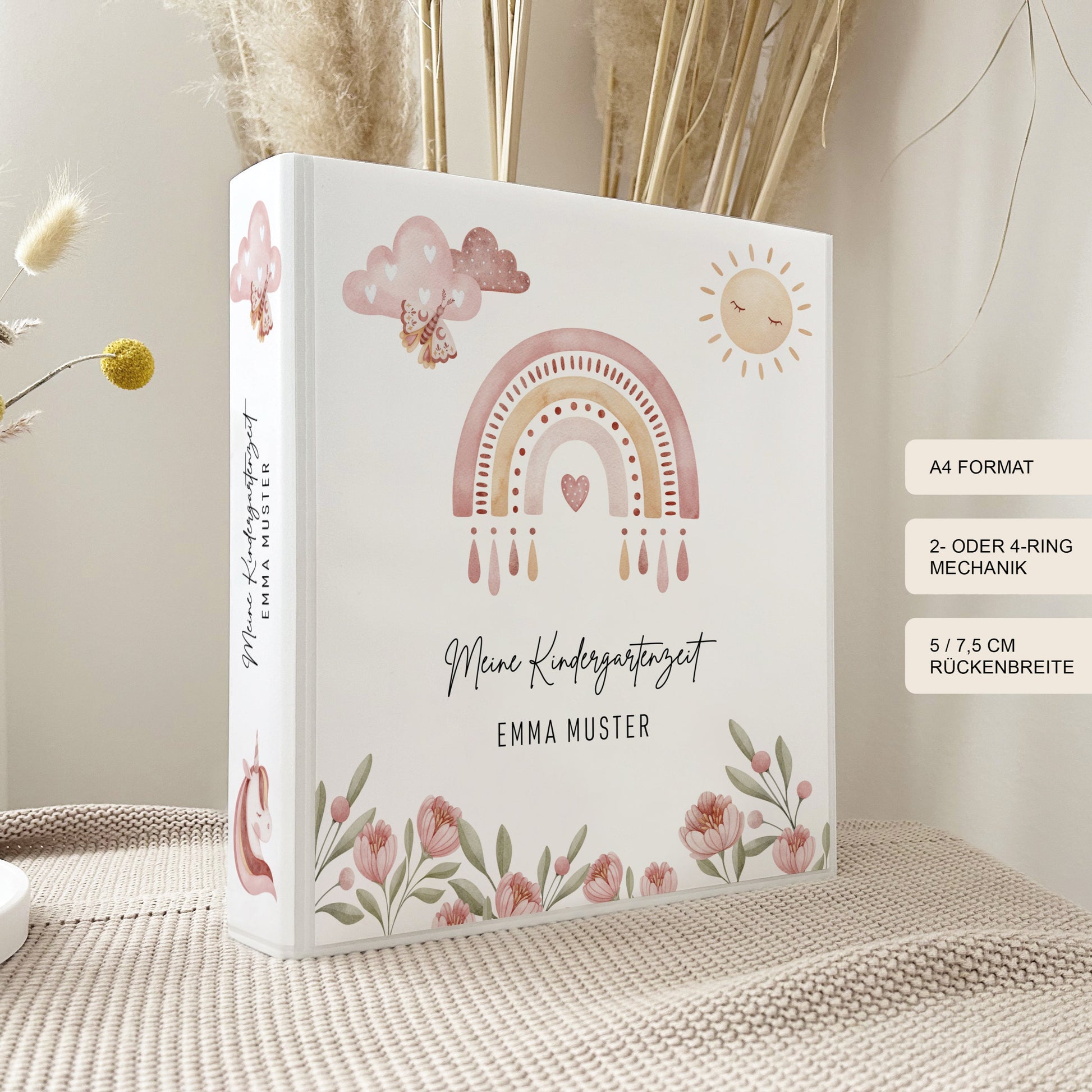 Kindergartenordner "Regenbogen" personalisiert / Mappe Krippe Schule oder Kita