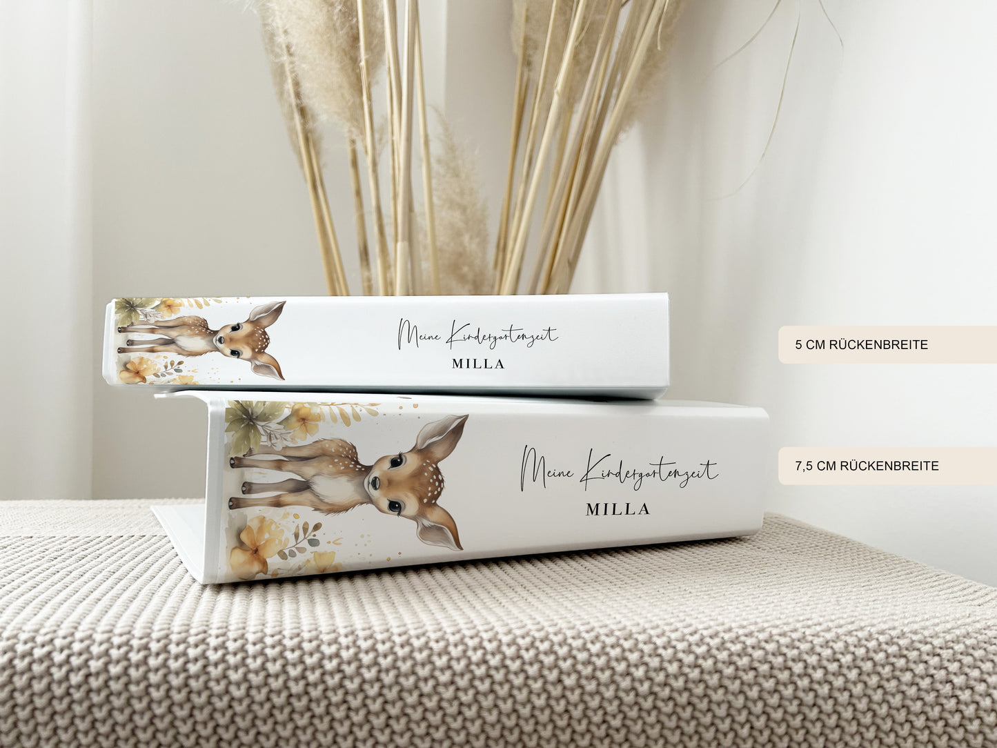 Kindergartenordner "Rehkitz Blumen" personalisiert / Mappe Krippe Schule oder Kita