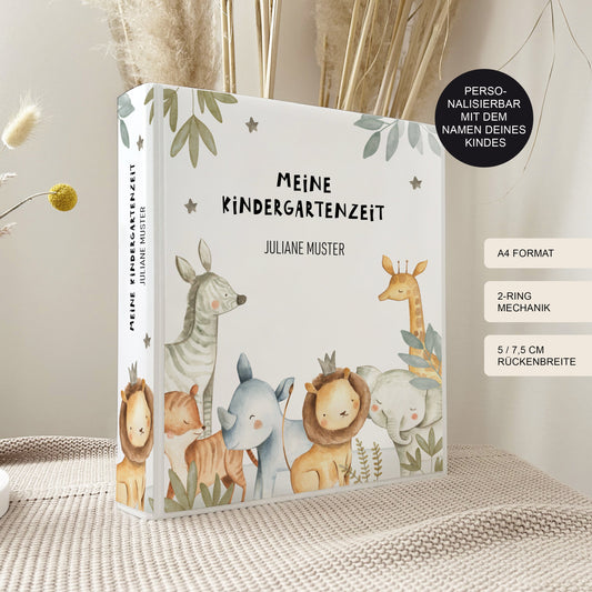 Kindergarten Ordner "Safari2" personalisiert / Sammelmappe Krippe Schule oder Kita