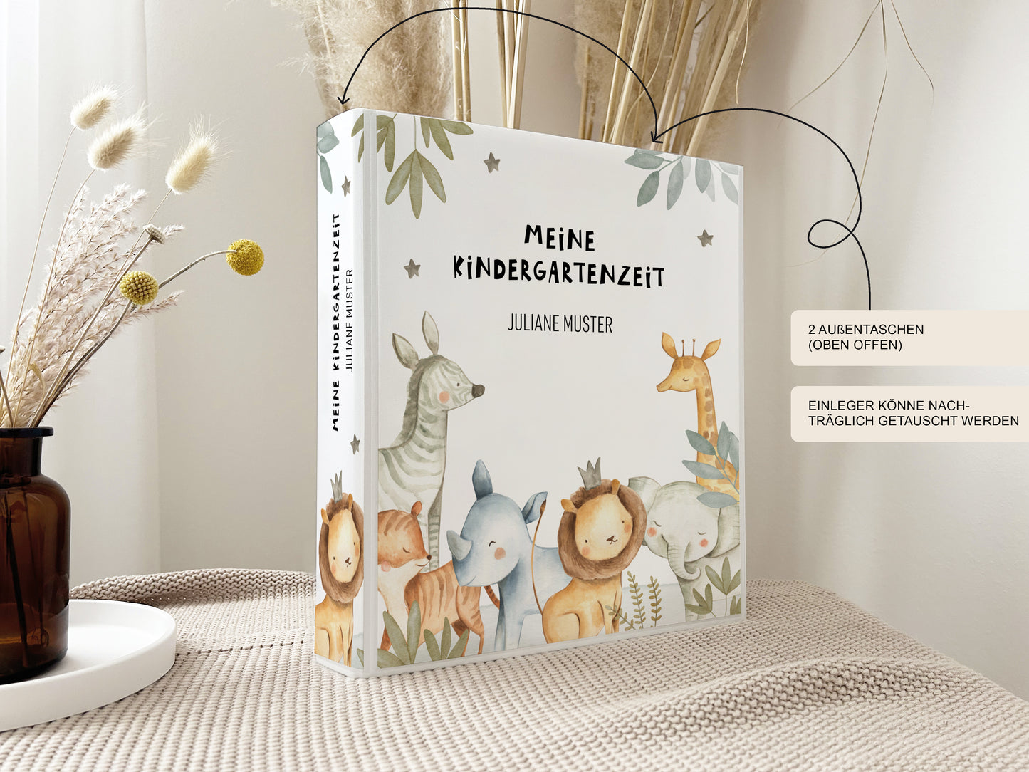 Kindergarten Ordner "Safari2" personalisiert / Sammelmappe Krippe Schule oder Kita