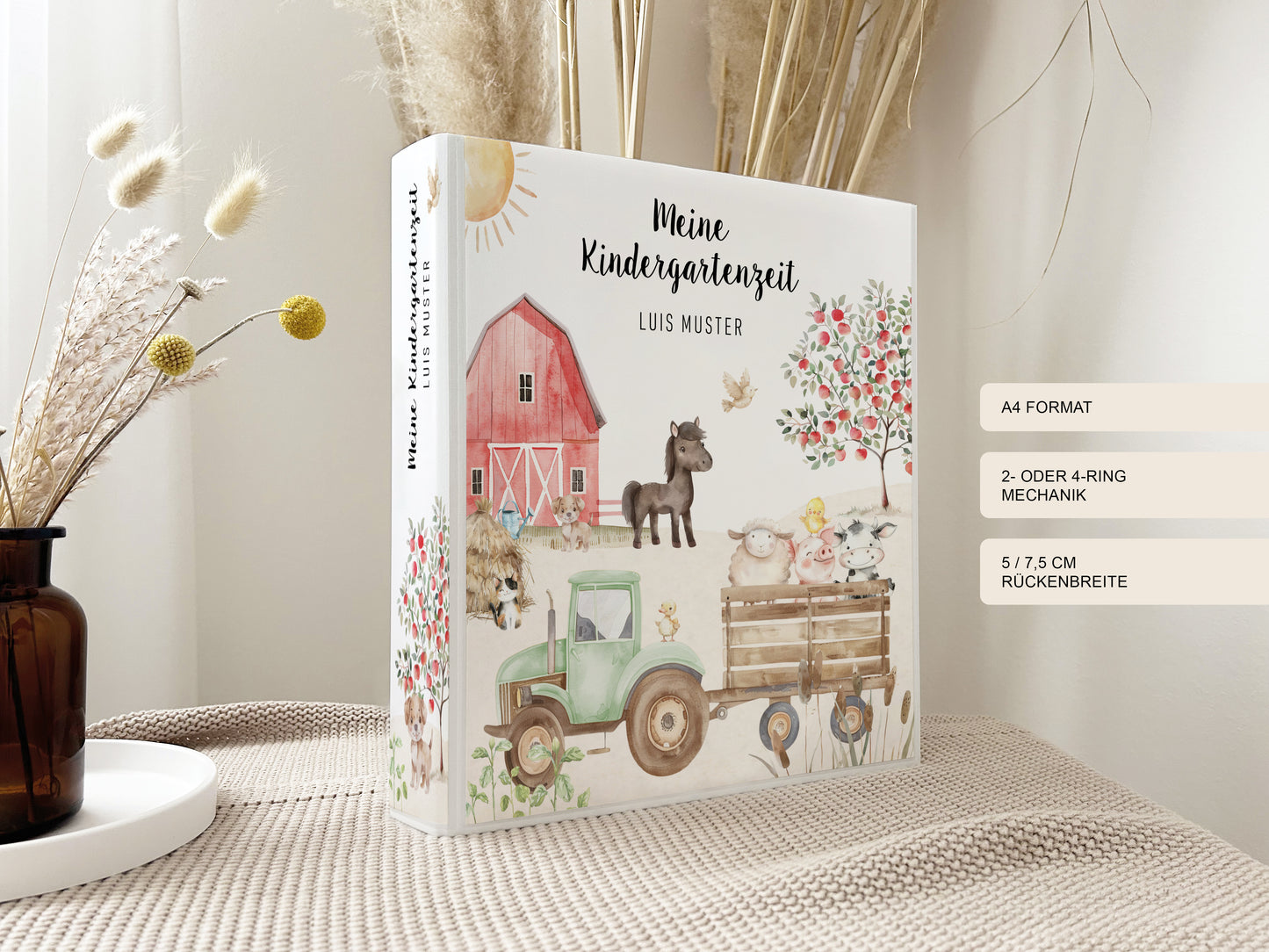 Geschenk zum Kindergartenstart | Kindergartenordner Traktor Bauernhof