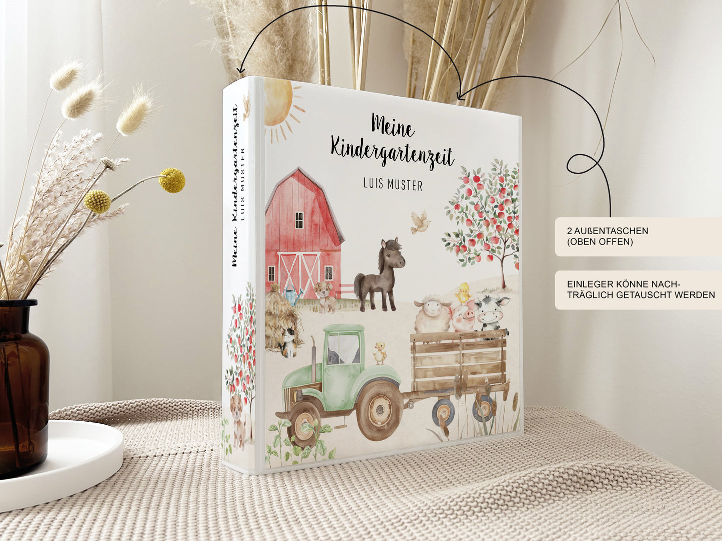 Geschenk zum Kindergartenstart | Kindergartenordner Traktor Bauernhof